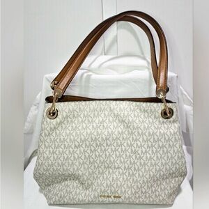 Michael Kors White and Brown Shoulder Bag